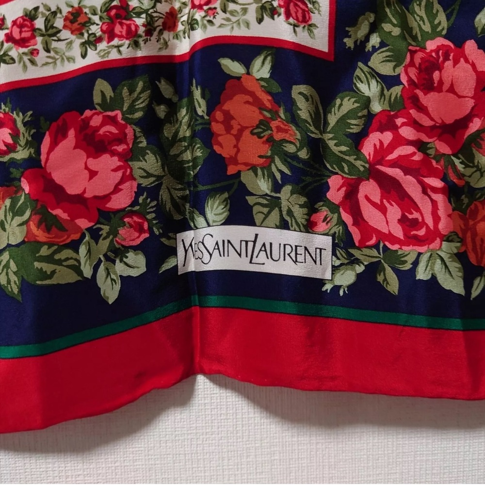 Yves Saint Laurent Floral Silk Square ScarfπΉ - Picture 7 of 10